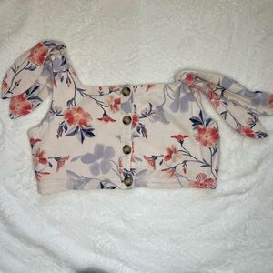 Floral Button-Down Crop Top